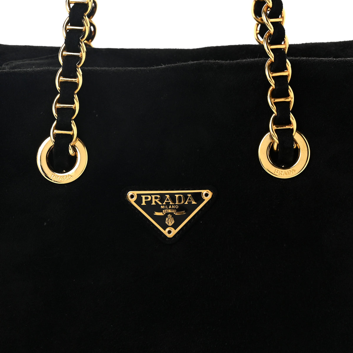 Prada Camoscio Chain Shoulder Bag  Black 7 of 9