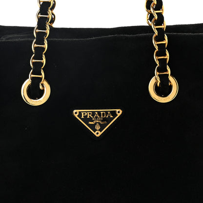 Prada Camoscio Chain Shoulder Bag  Black 7 of 9
