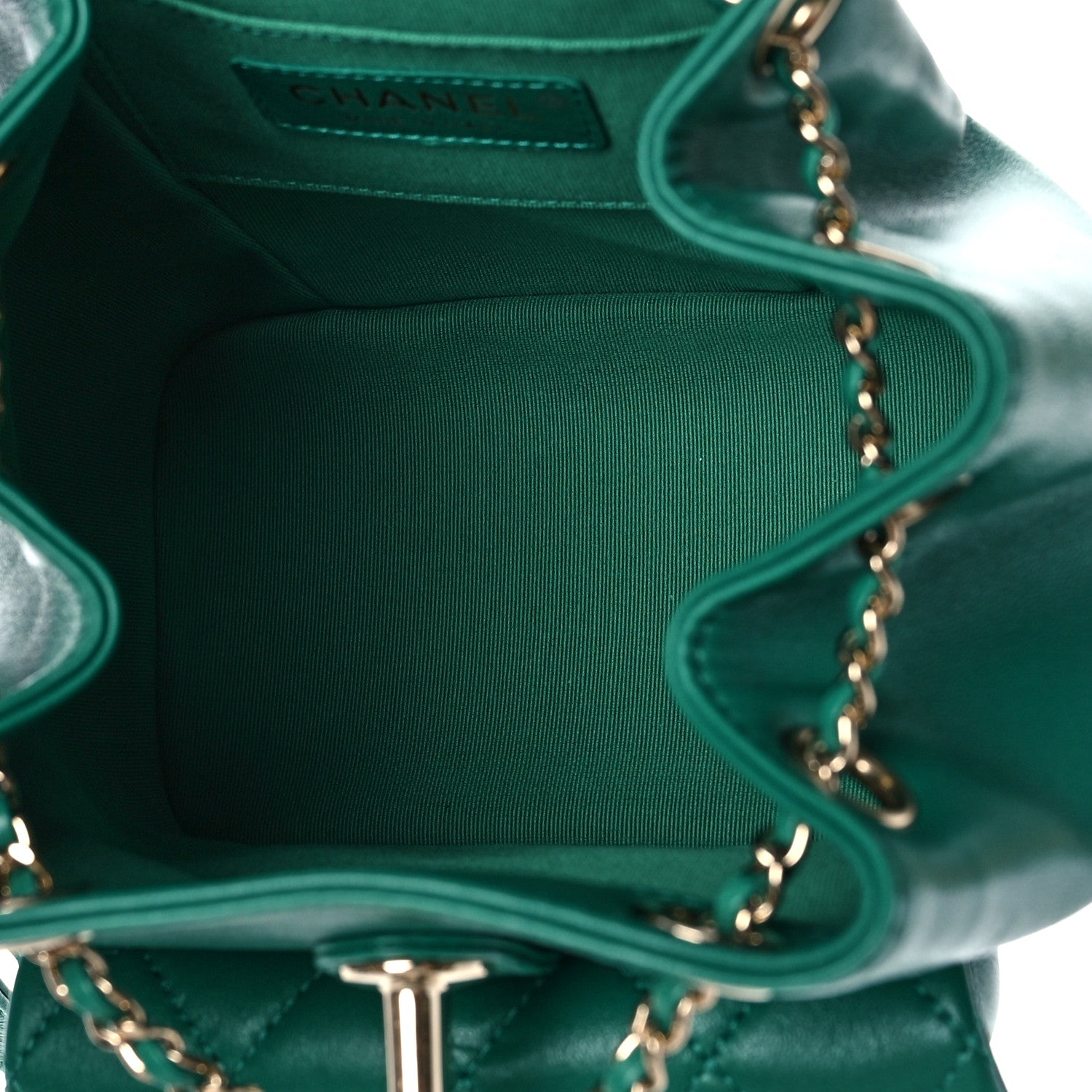 Chanel Lambskin Quilted Small Duma Drawstring Backpack Green 5 of 9