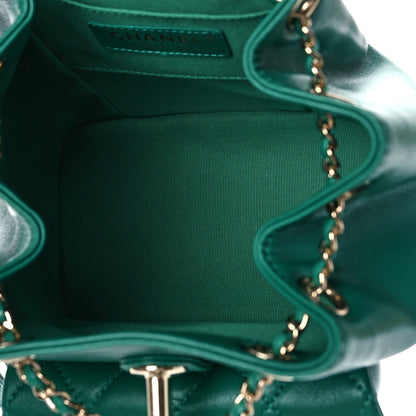 Chanel Lambskin Quilted Small Duma Drawstring Backpack Green 5 of 9