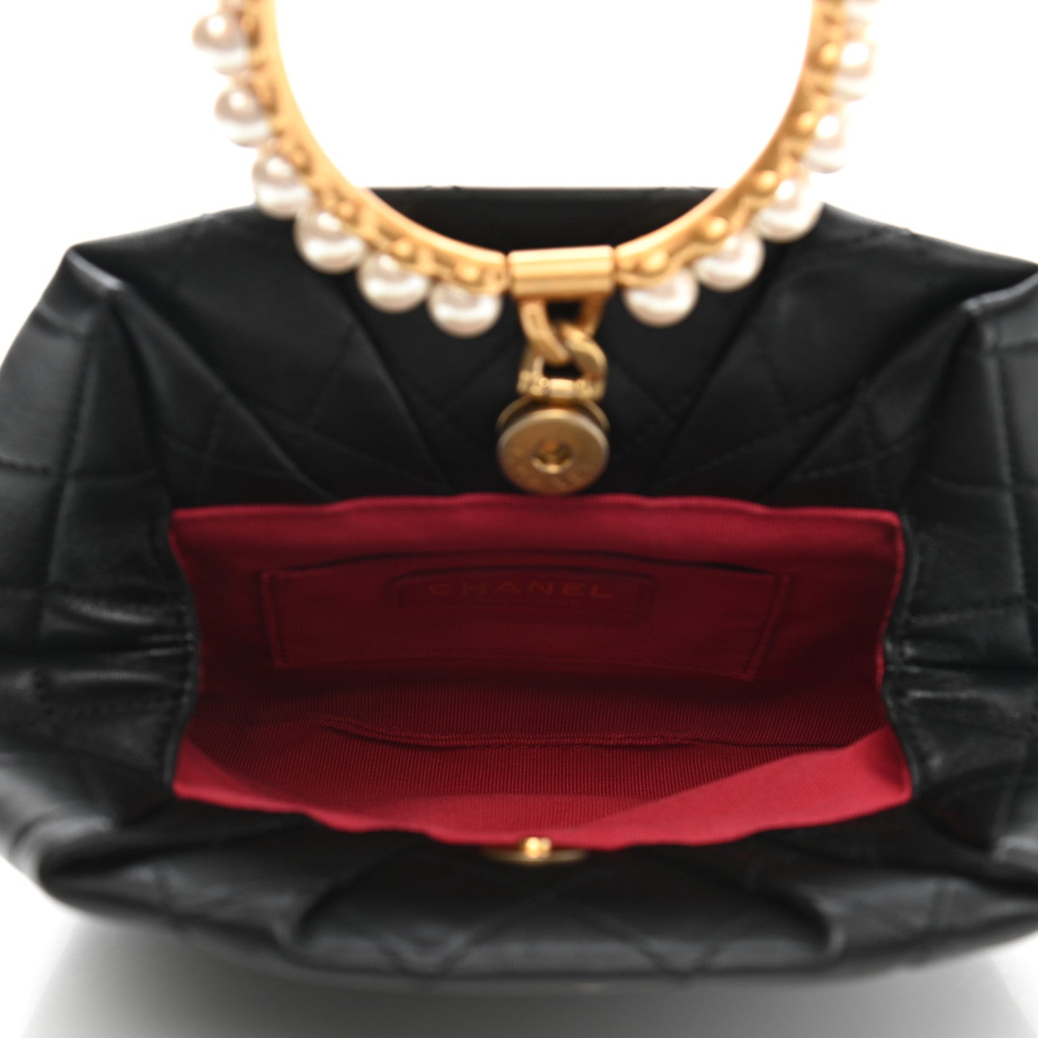 Chanel Lambskin Quilted Pearl Crown Clutch Bag Black 5 of 11