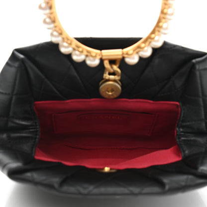 Chanel Lambskin Quilted Pearl Crown Clutch Bag Black 5 of 11