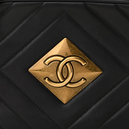 Chanel Lambskin Chevron Quilted Pyramid CC Camera Case Black 8 of 11