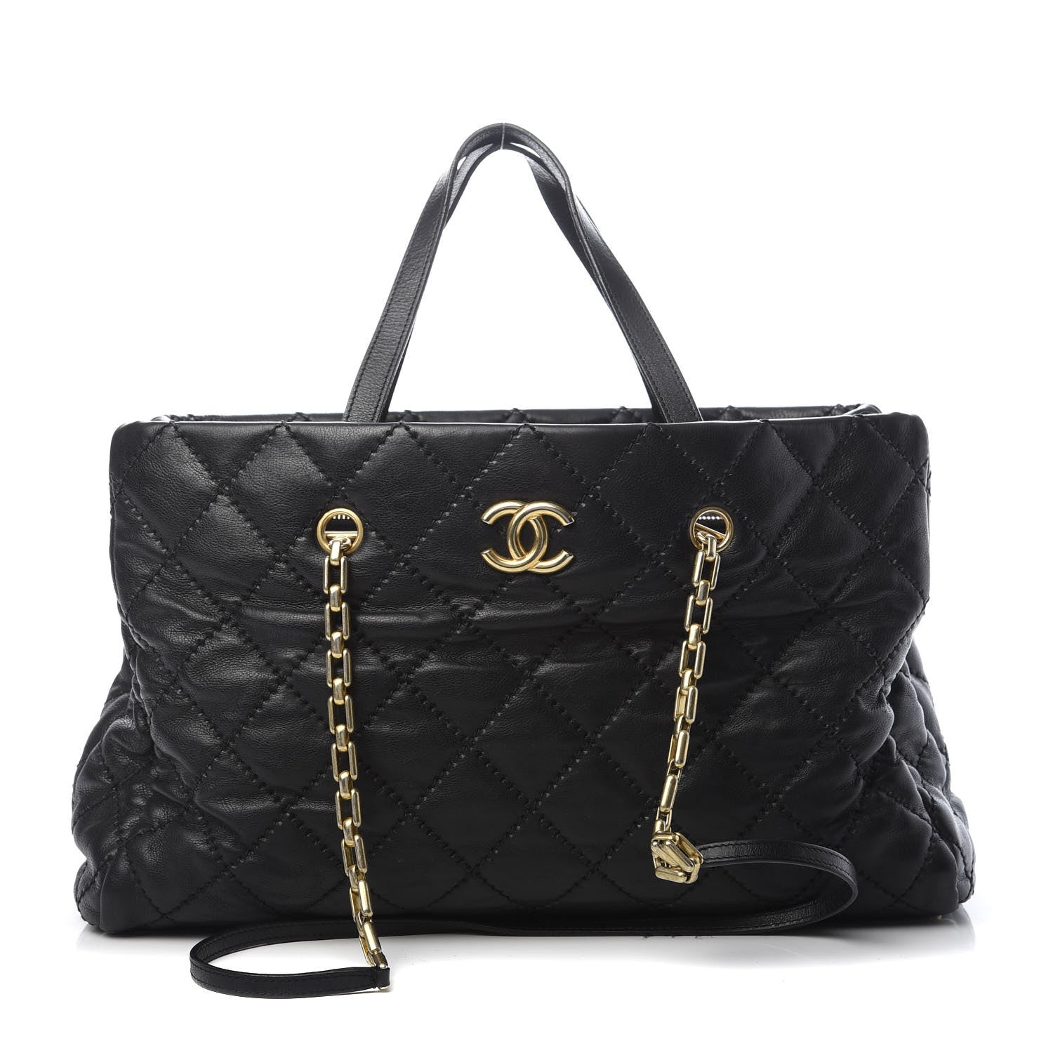 Chanel Calfskin Quilted Retro Chain Tote Black 1 of 16