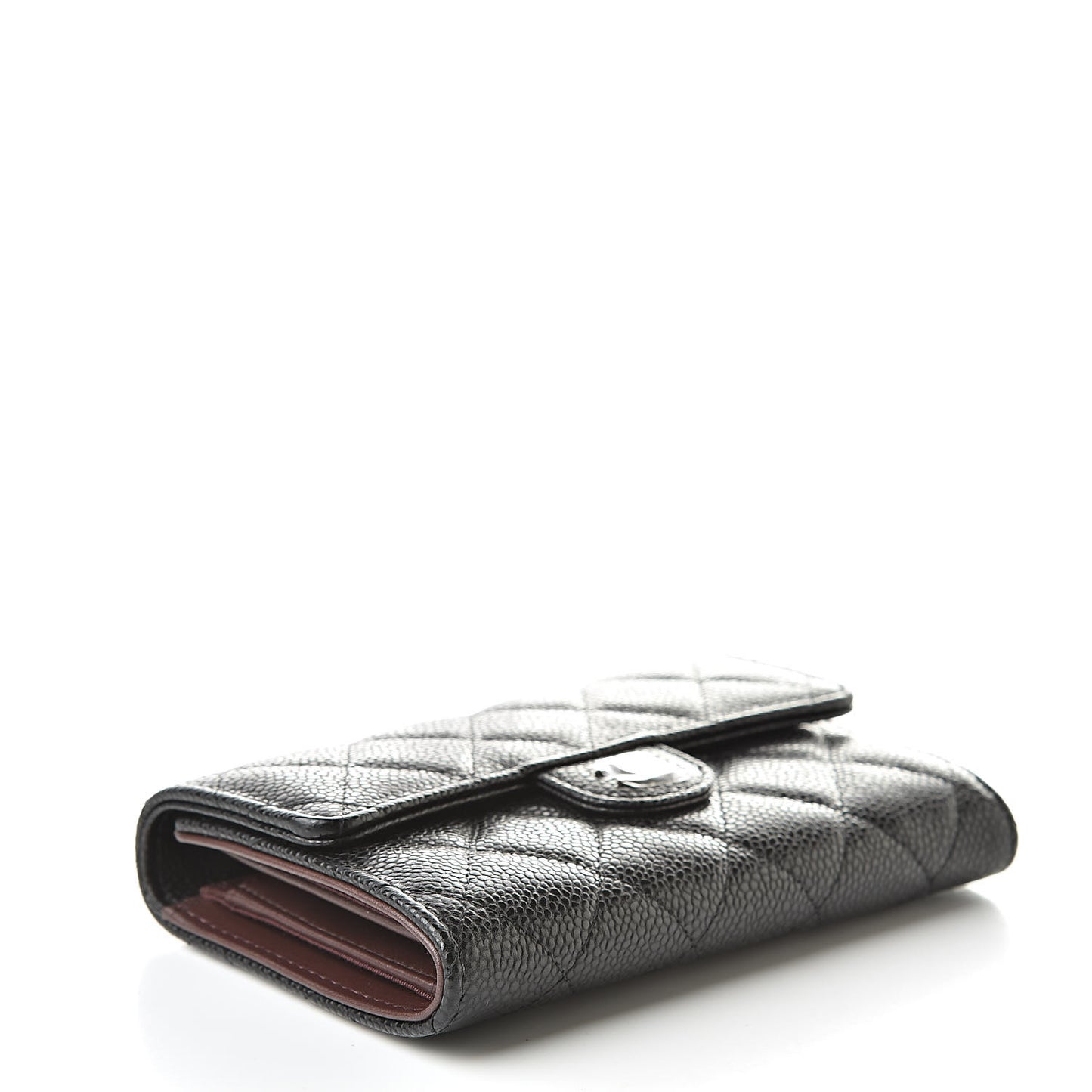 Caviar Quilted Medium Flap Wallet Black