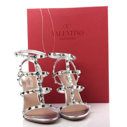 Valentino Garavani Metallic Nappa Rockstud Gladiator 105mm Sandals 36 Silver 11 of 12