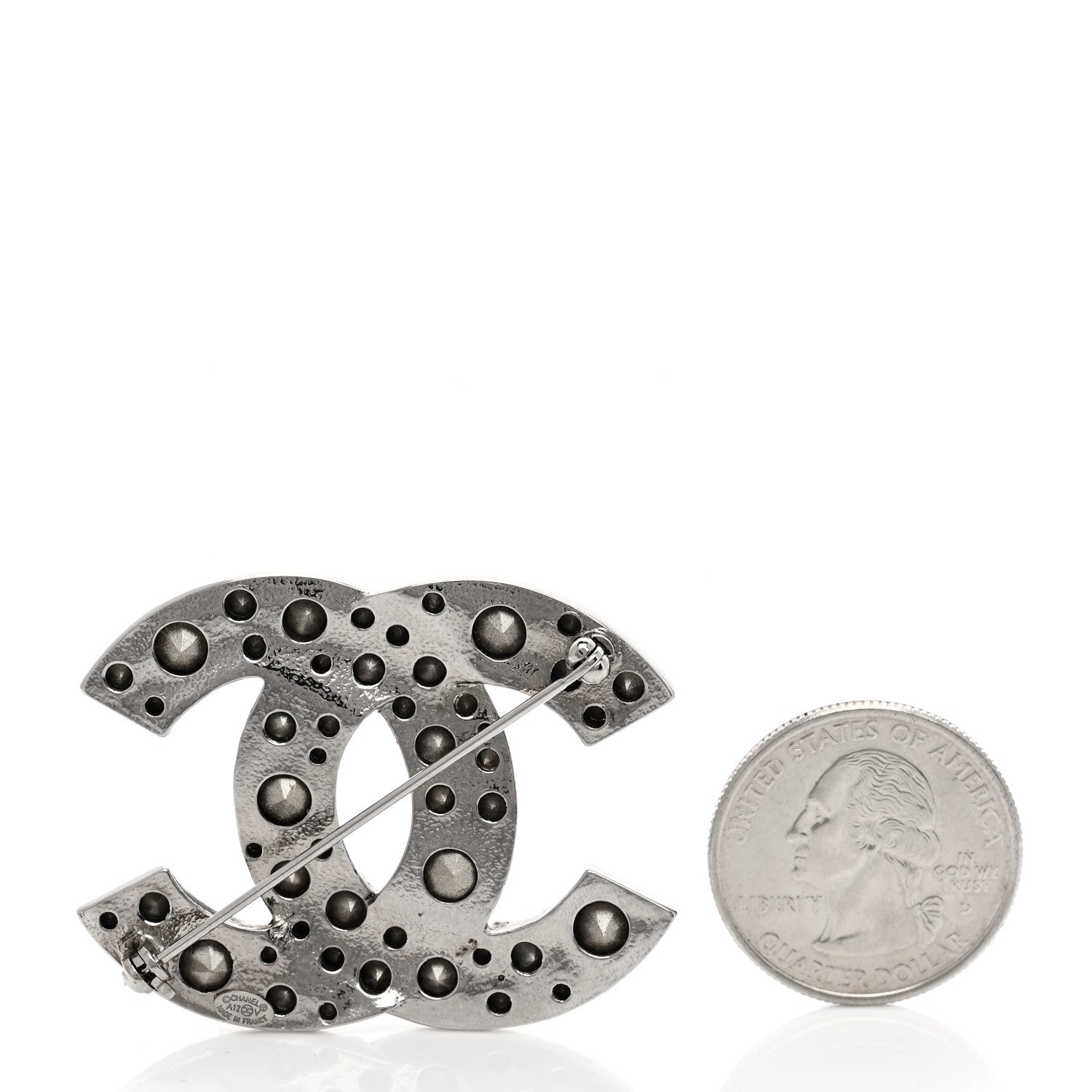 Chanel Crystal Large CC Brooch Silver 2 of 4