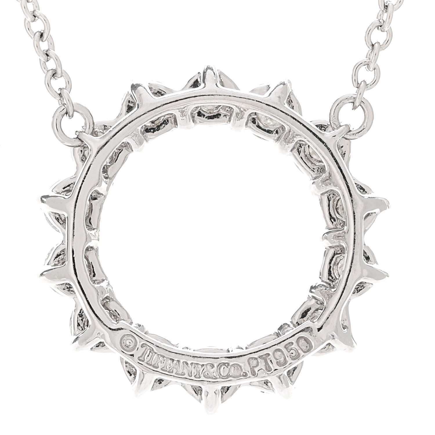 Tiffany Platinum Diamond Small Open Circle Pendant Necklace 4 of 4
