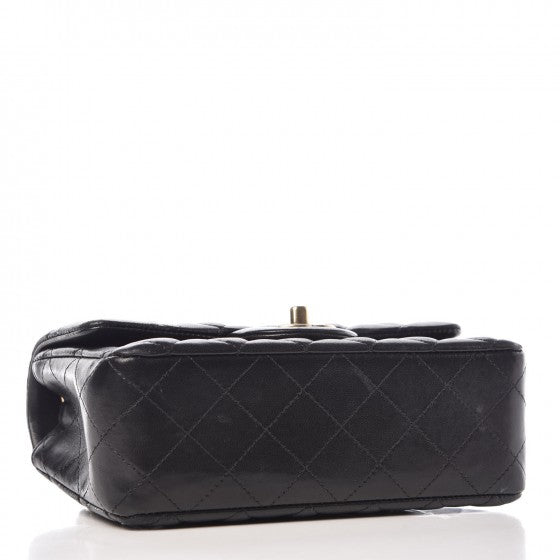 Lambskin Quilted Mini Rectangular Flap Black