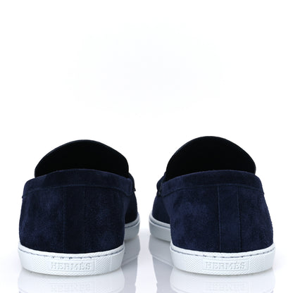 Hermes Suede Calfskin Ignacio Loafers 43 Bleu Marine 6 of 11