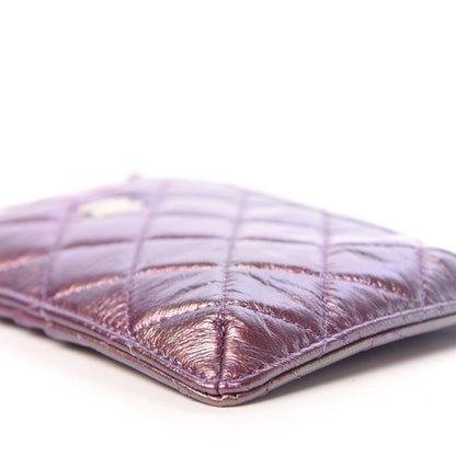 Chanel Metallic Aged Calfskin Quilted Classic Flat Wallet Pouch Purple 9 of 11