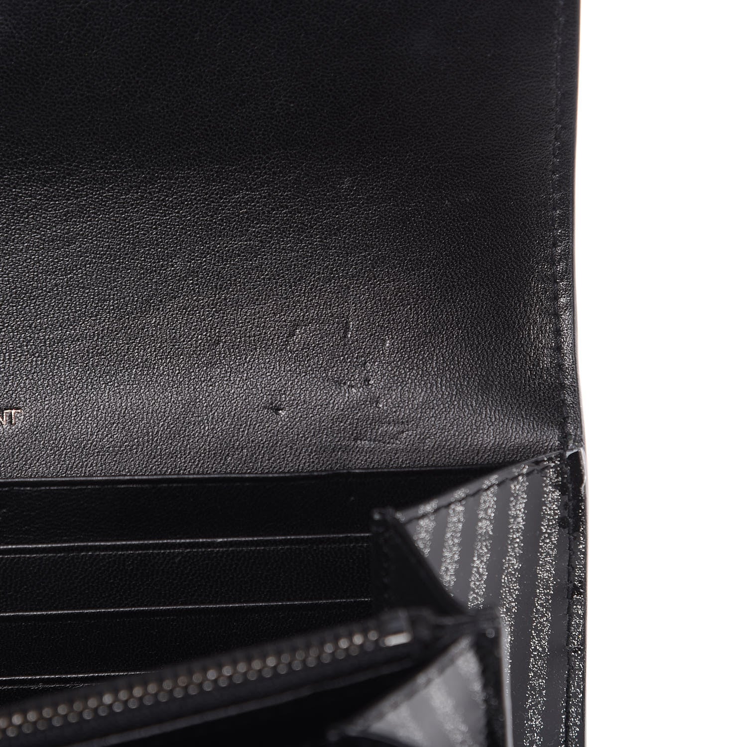 Saint Laurent Patent Glitter Striped Classic Monogram Cassandre Wallet Black Silver 8 of 10