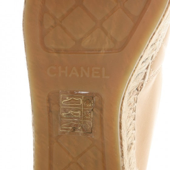 Chanel Lambskin Quilted CC Espadrilles 36 Beige 6 of 12