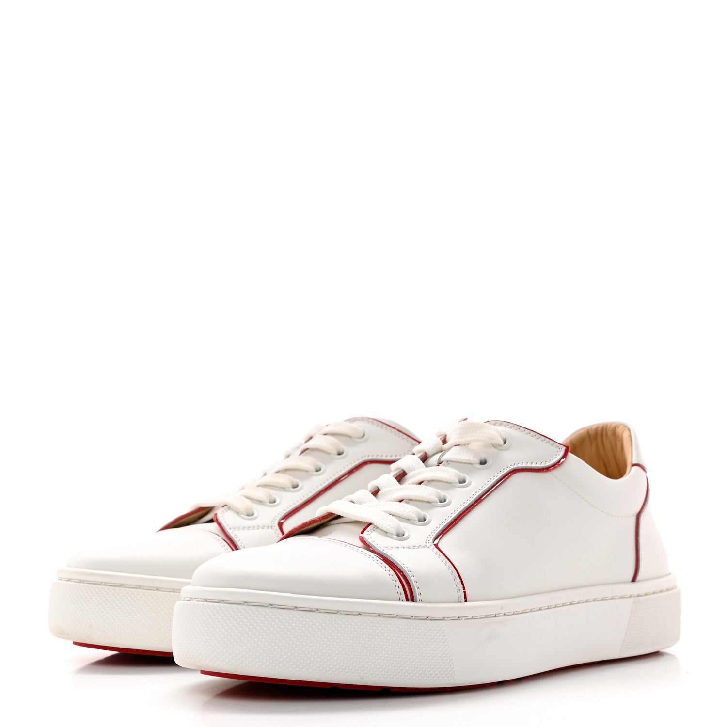 Christian Louboutin Calfskin Patent Vieirissima Flat Sneakers 41 White Red 3 of 11