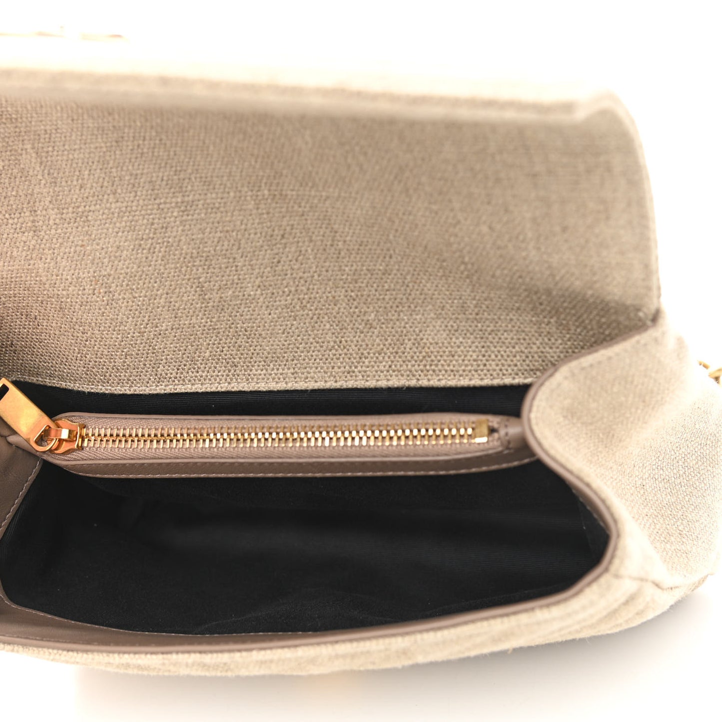 Linen Quilted College Medium Chain Bag Taupe