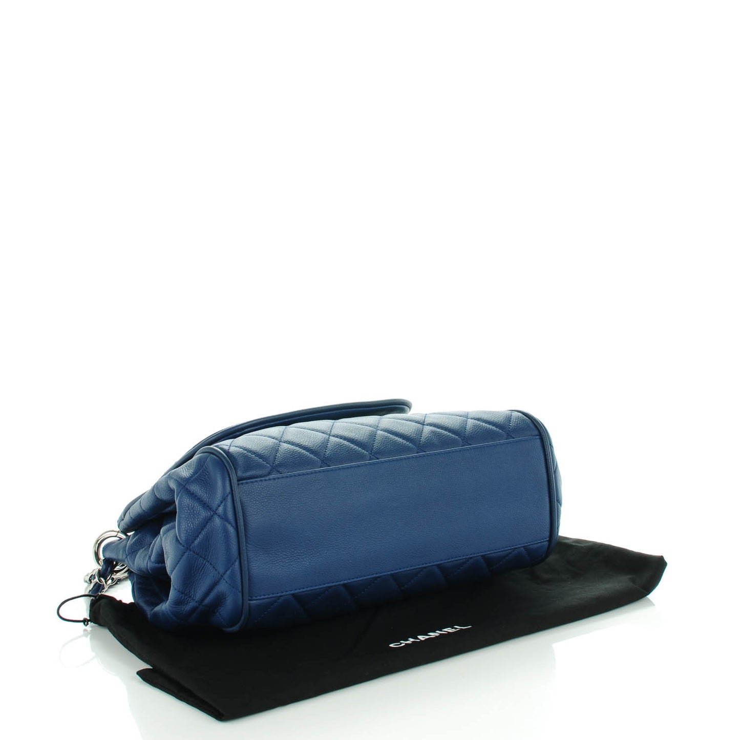 Caviar Quilted Timeless Accordion Flap Navy Blue