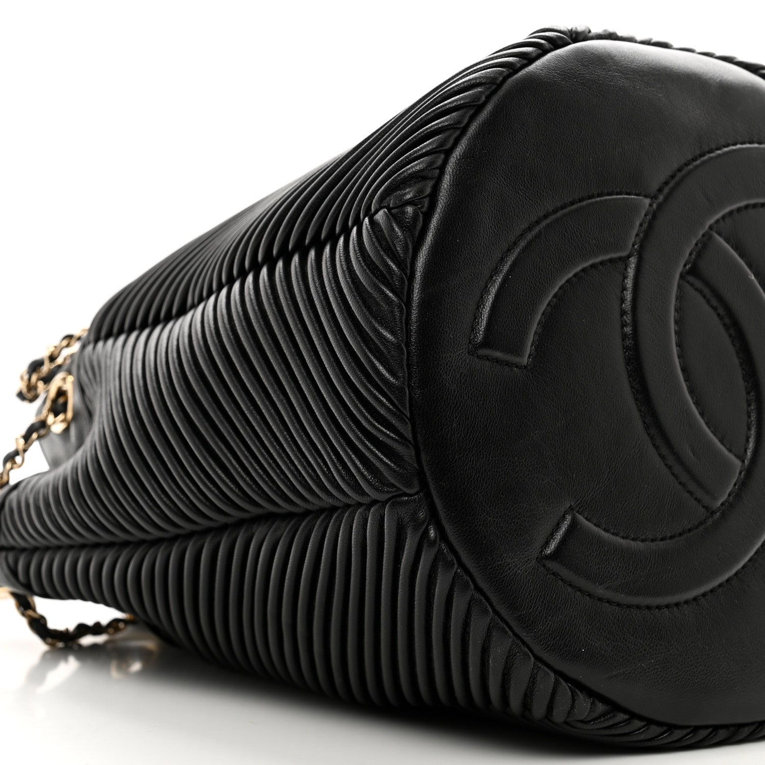 Chanel Lambskin Chevron Drawstring Bag Black 9 of 10