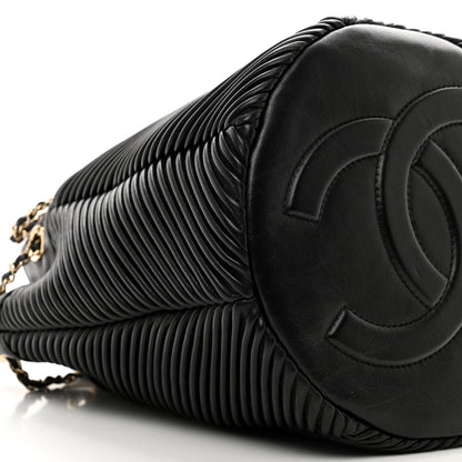 Chanel Lambskin Chevron Drawstring Bag Black 9 of 10
