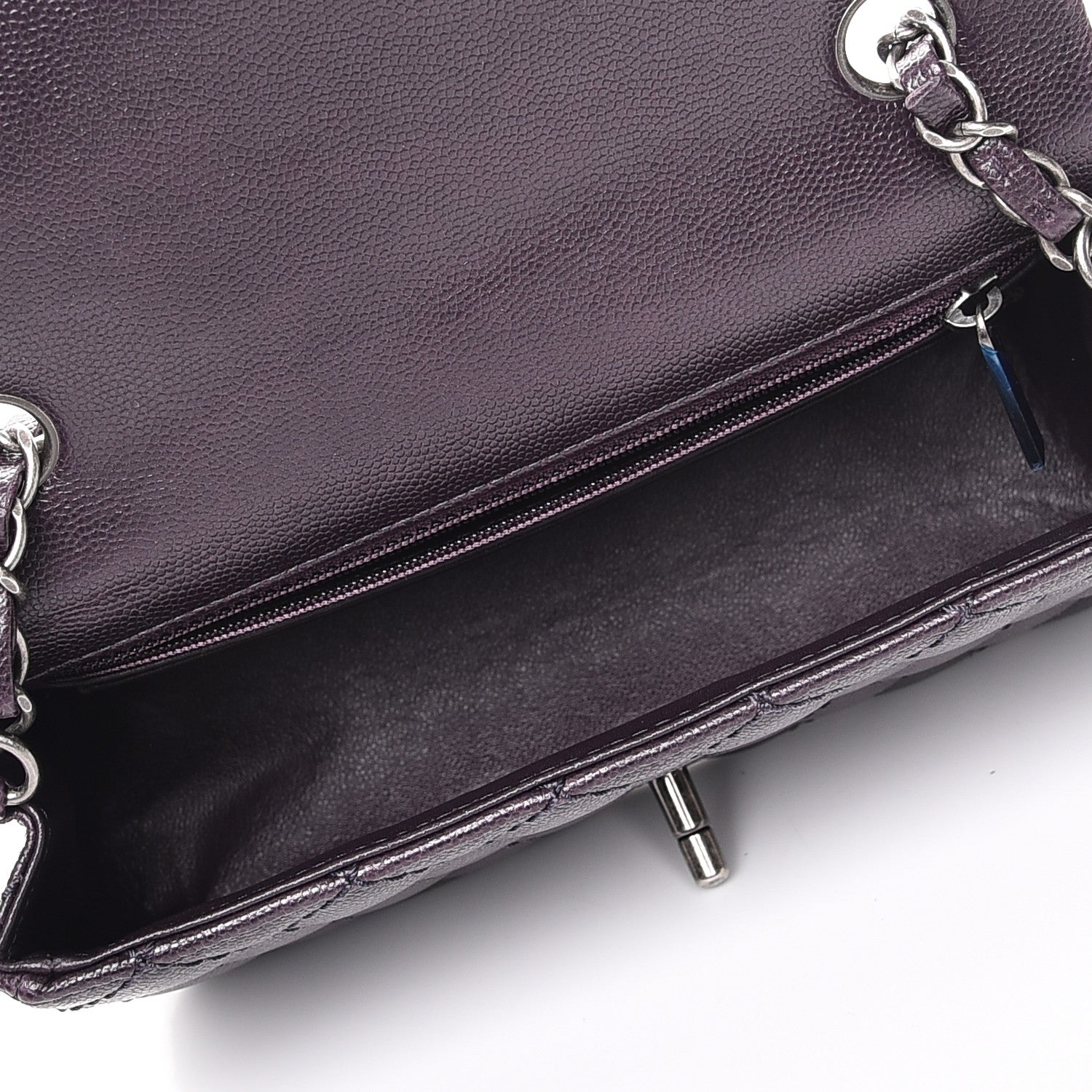 Chanel Washed Caviar Quilted Mini Rectangular Flap Dark Purple 5 of 7