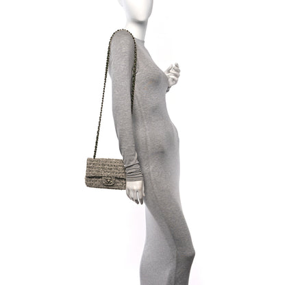 Chanel Wool Tweed Sequin Quilted Mini Rectangular Flap Green Beige Ecru 2 of 10