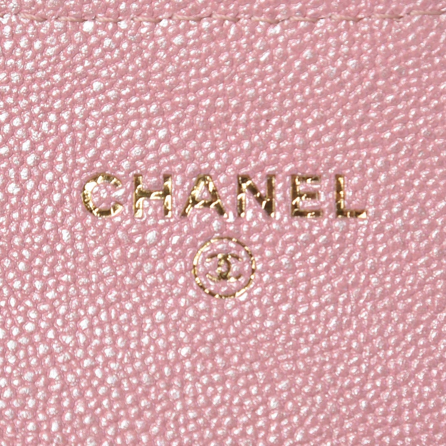 Iridescent Caviar Quilted Flap Card Holder Rose Pink
