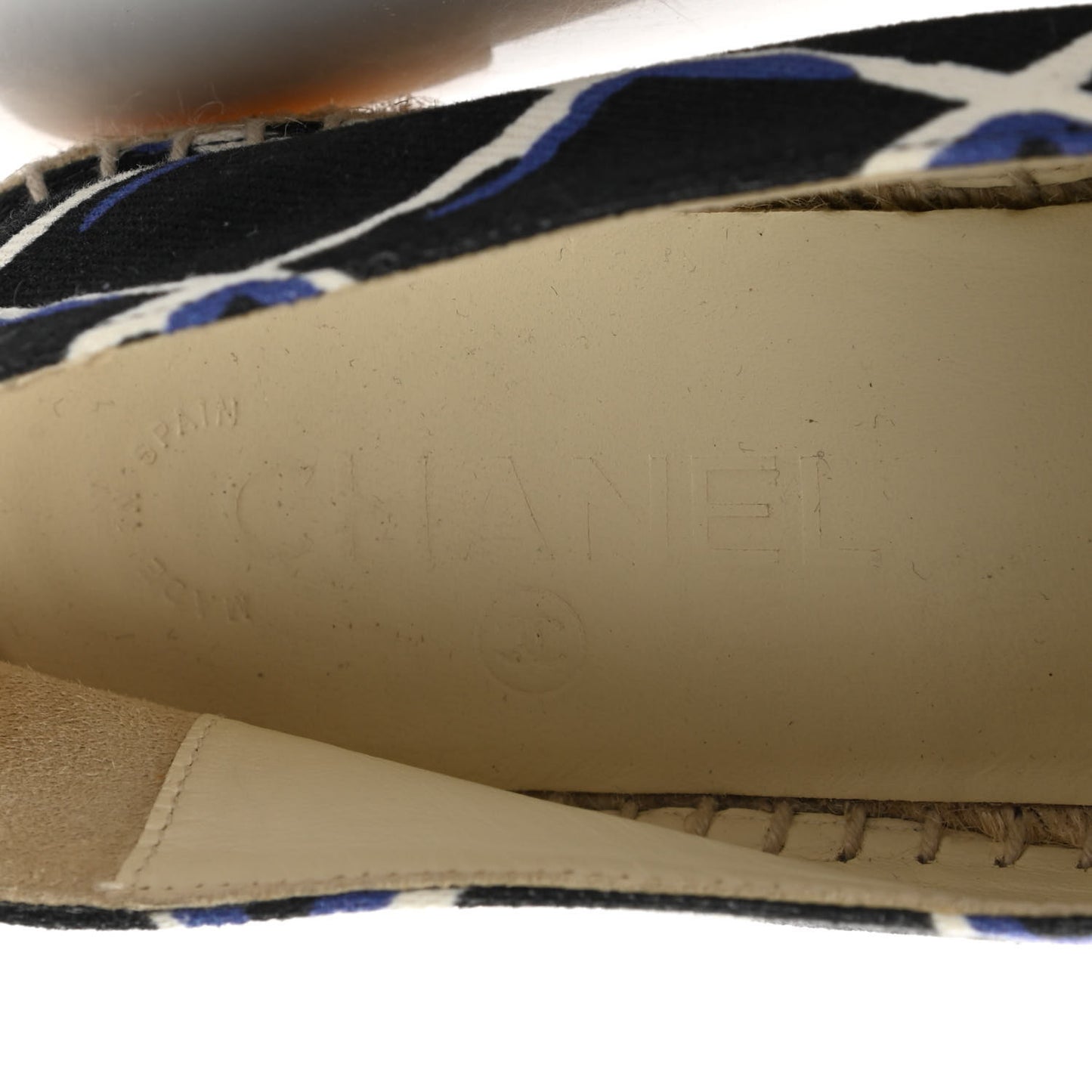 Printed Canvas Grosgrain Espadrilles 39 Blue Black