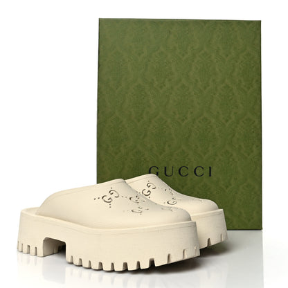 Gucci Rubber GG Monogram Perforated Elea Platform 55mm Lug Sole Sandals 40 Mystic White 12 of 12