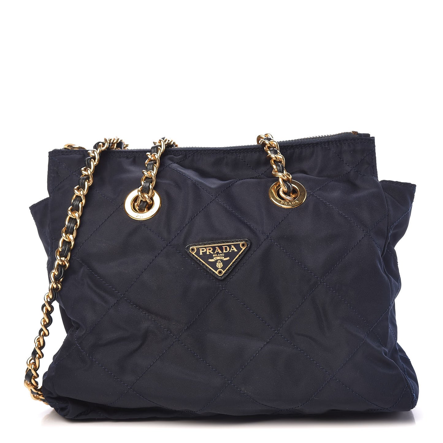 Tessuto Nylon Quilted Shoulder Bag Blue