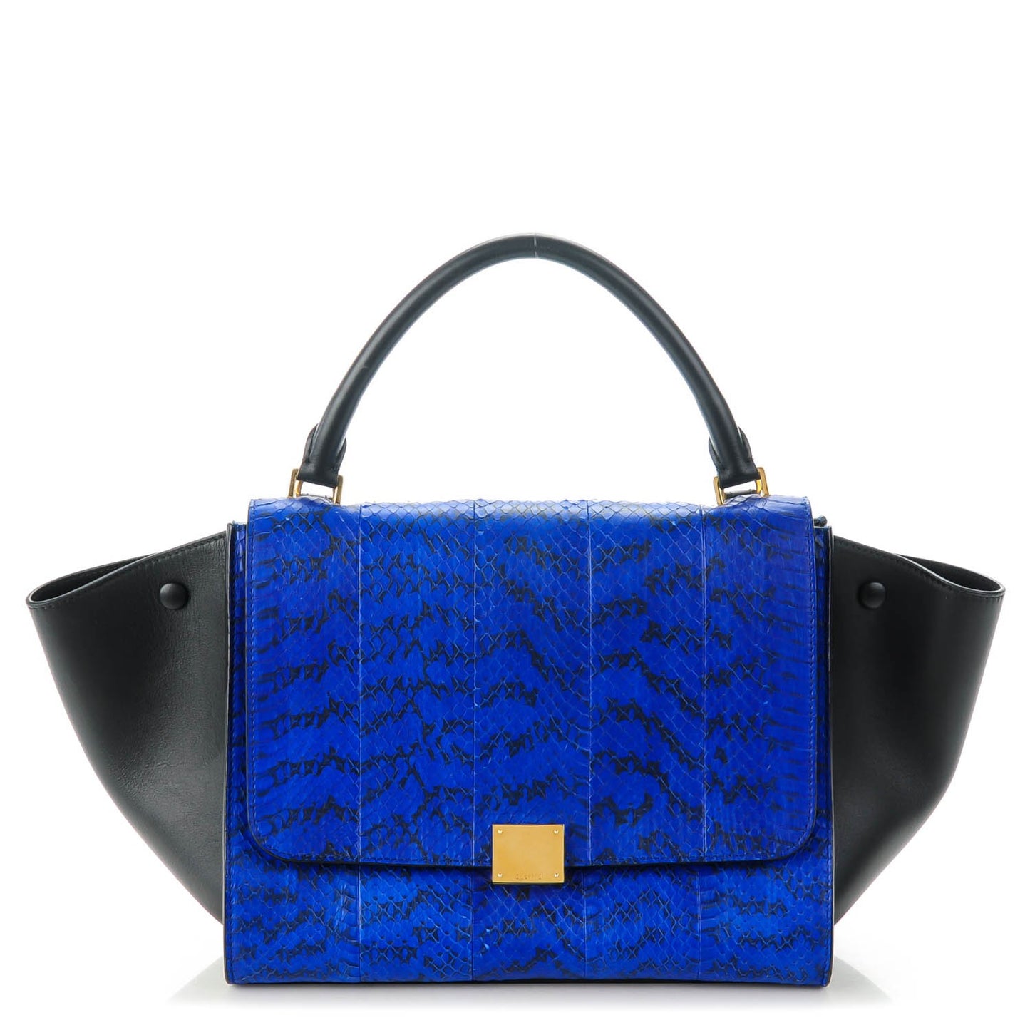 Python Calfskin Medium Trapeze Blue Black