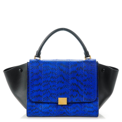 Celine Python Calfskin Medium Trapeze Blue Black 1 of 7