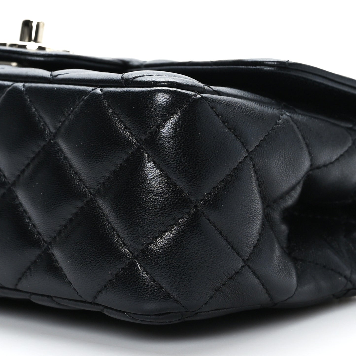 Lambskin Quilted Mini Crystal Top Handle Rectangular Flap Black
