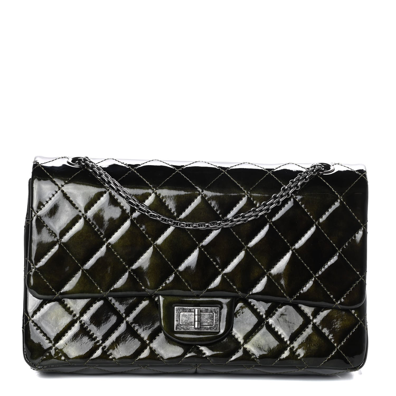 Chanel Patent Quilted 2.55 Reissue 227 Flap Dark Green 1 of 10
