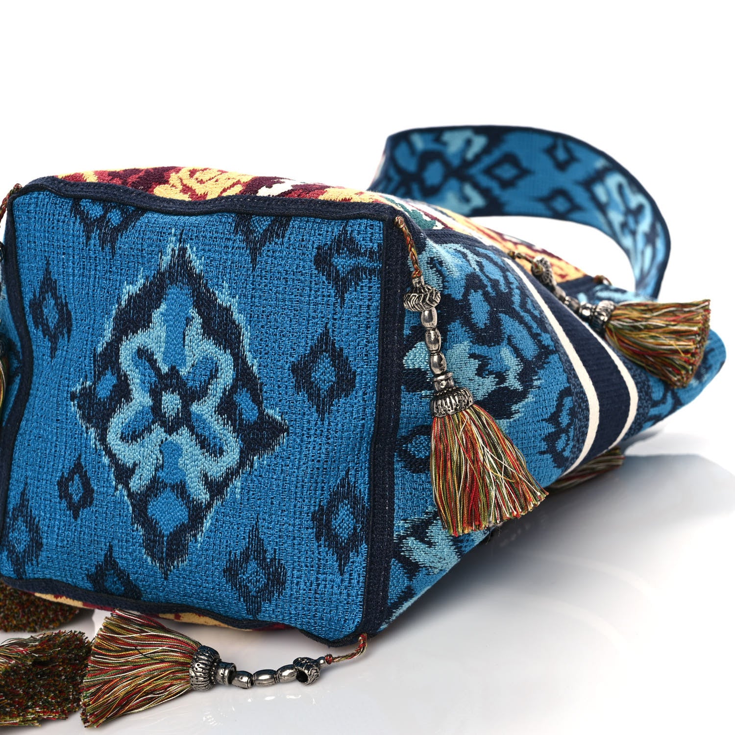 Christian Dior Canvas Embroidered Paisley D-Bubble Bucket Bag Blue Multicolor 10 of 11