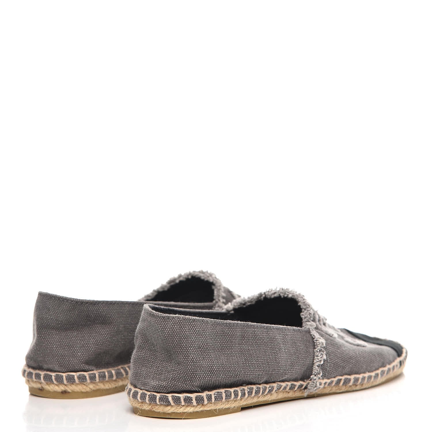 Chanel Denim Toile CC Espadrilles 38 Grey Black 4 of 9