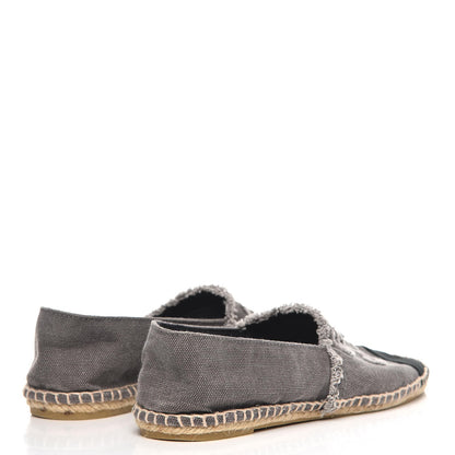 Chanel Denim Toile CC Espadrilles 38 Grey Black 4 of 9