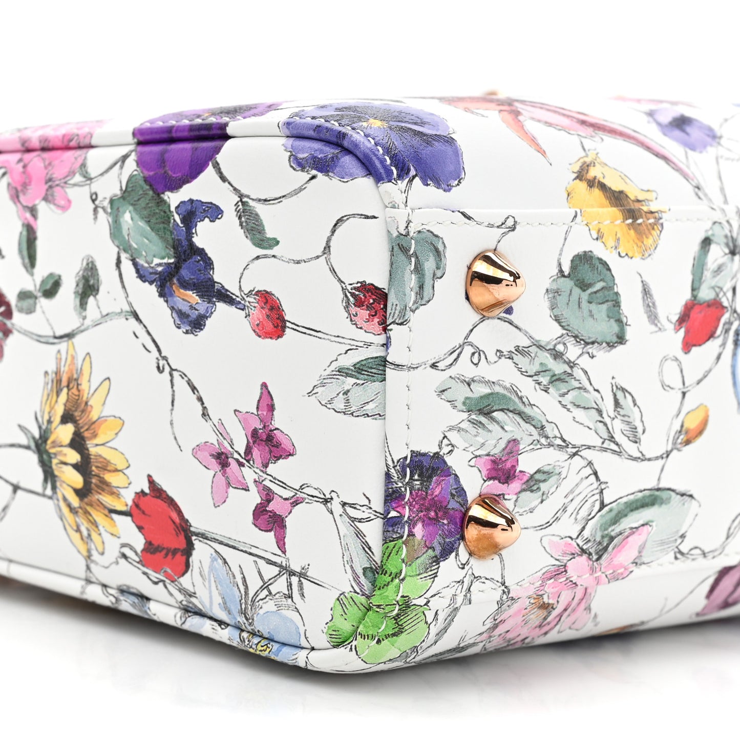 Calfskin Printed Small Florigelio My ABCDior Lady Dior White Multicolor