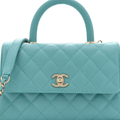 Chanel Caviar Quilted Mini Coco Handle Flap Turquoise 8 of 10