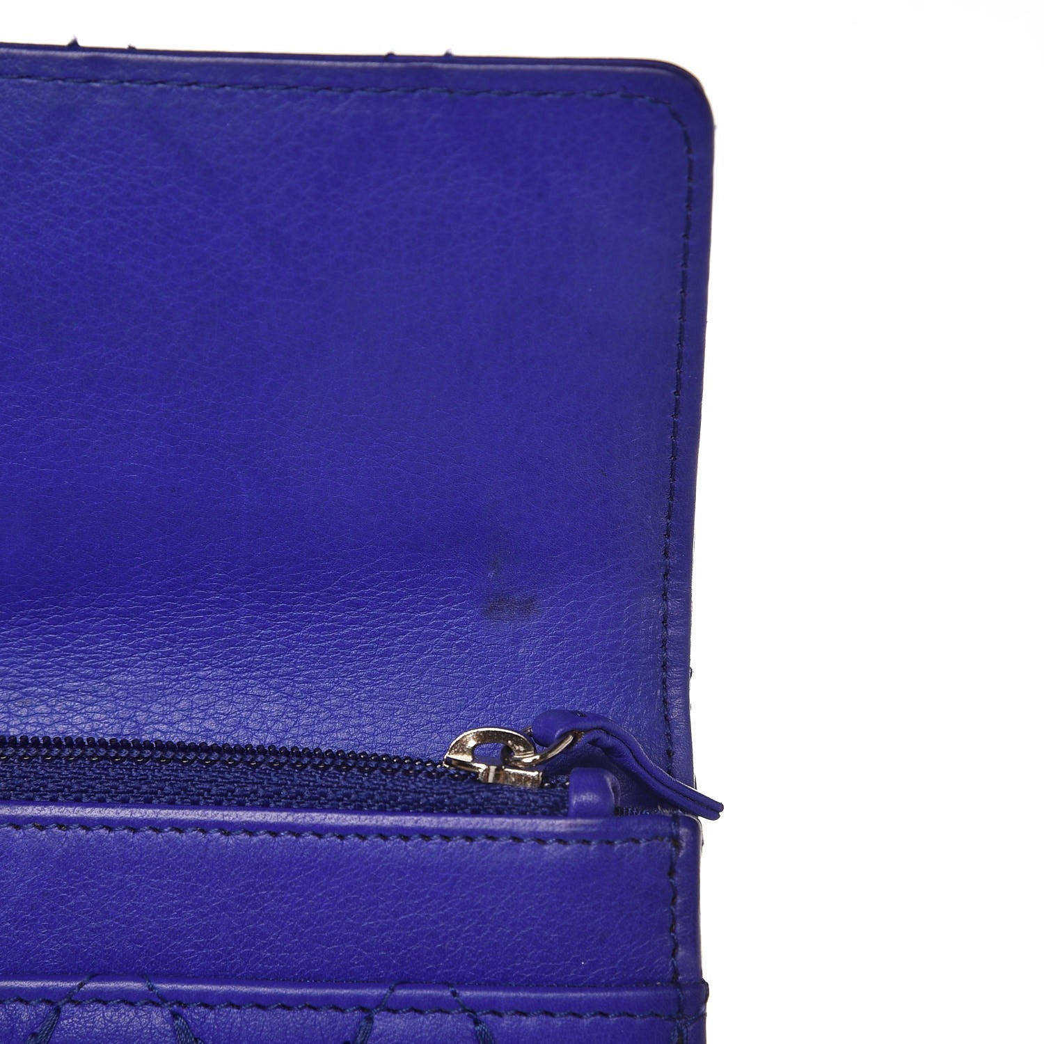 Chanel Calfskin Stitched Fancy CC Long Double Wallet Blue 8 of 12