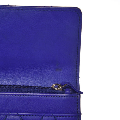 Chanel Calfskin Stitched Fancy CC Long Double Wallet Blue 8 of 12