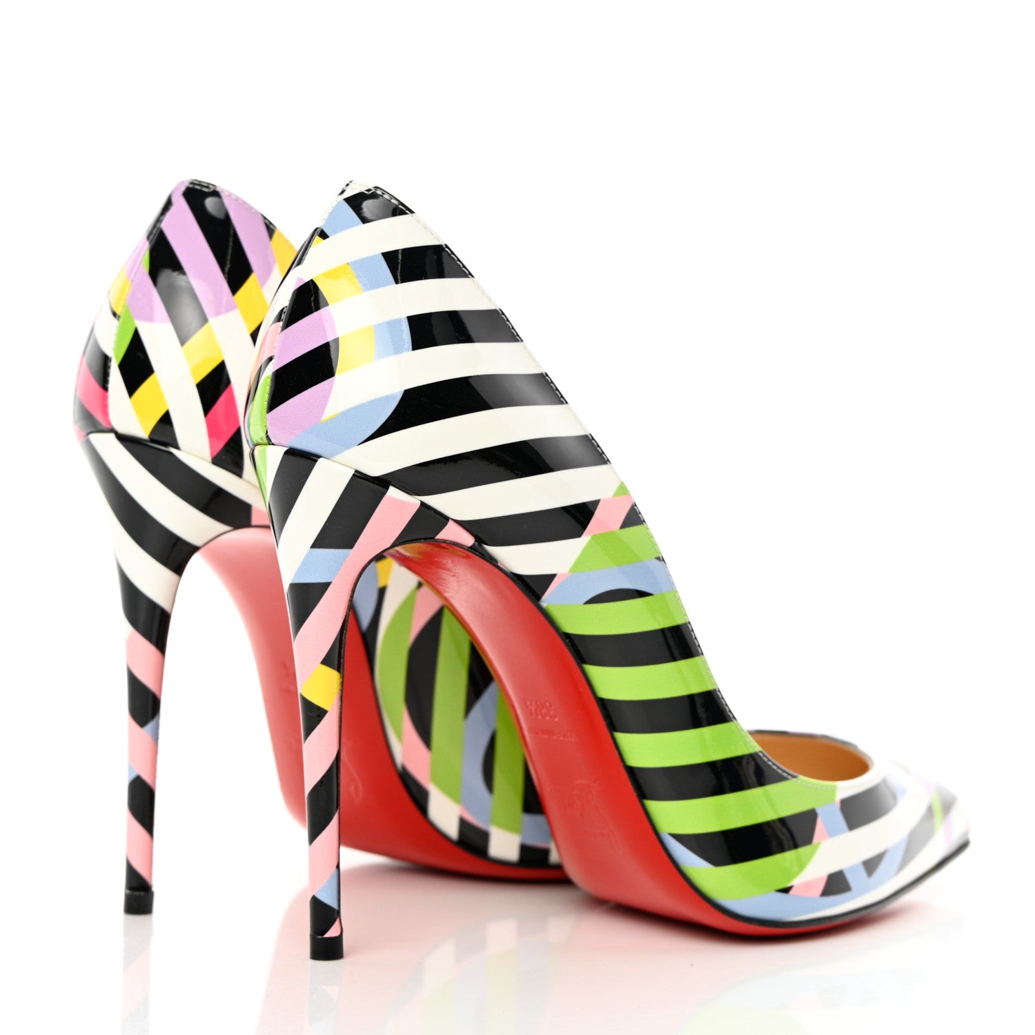 Christian Louboutin Patent Cinestripes Pigalle Follies 100 Pumps 38.5 Multi 7 of 16