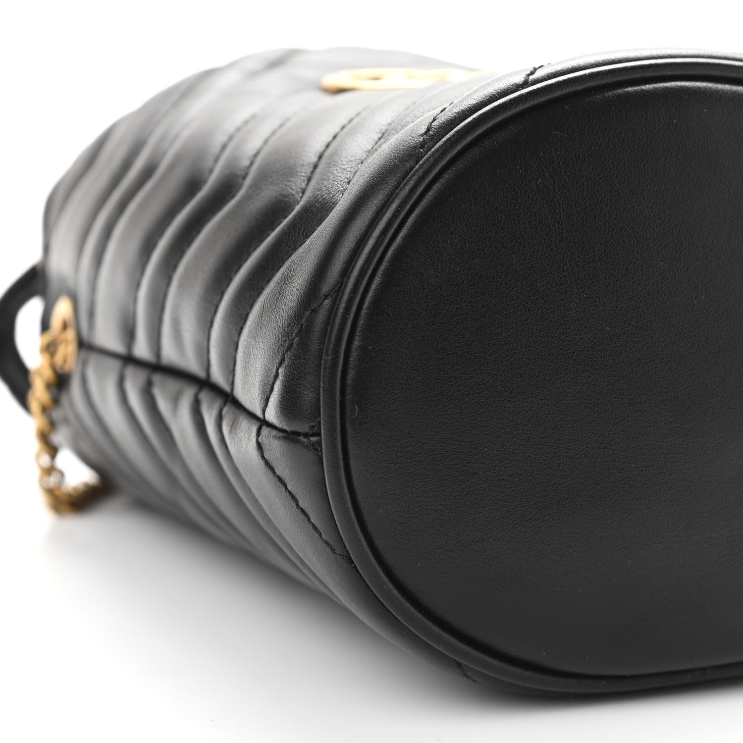 Gucci Calfskin Matelasse Mini GG Marmont 2.0 Bucket Bag Black 9 of 12