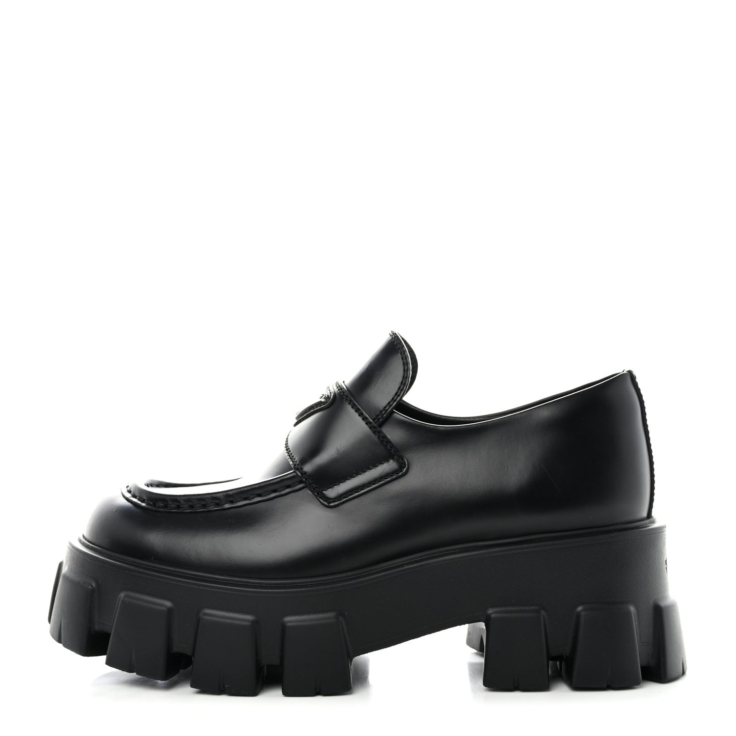 Spazzolato Rois Metal Triangle Logo Monolith 55mm Loafers 38 Black