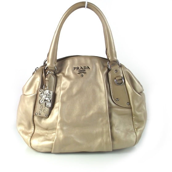 Leather Pleated Bauletto Champagne