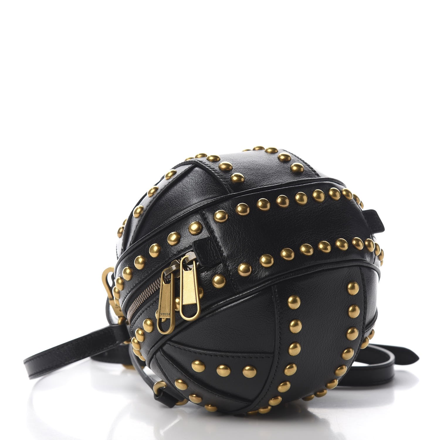 Gucci Calfskin Studded Mini Tifosa Baseball Shaped Shoulder Bag Black 3 of 10
