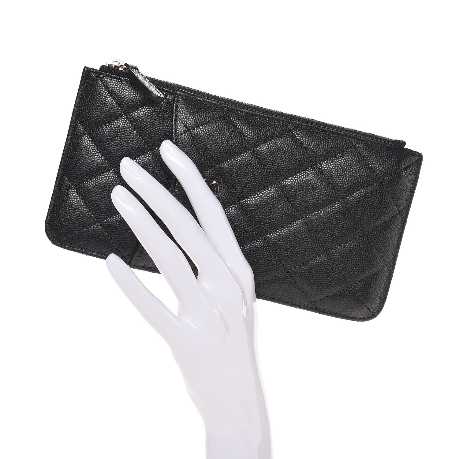 Chanel Caviar Quilted Classic Flat Wallet Pouch Black 2 of 8