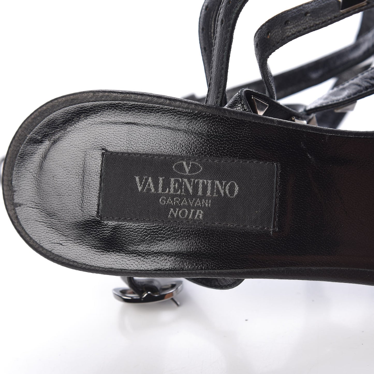 Calfskin Nappa Rockstud Ankle Strap 65mm Pumps 37.5 Black
