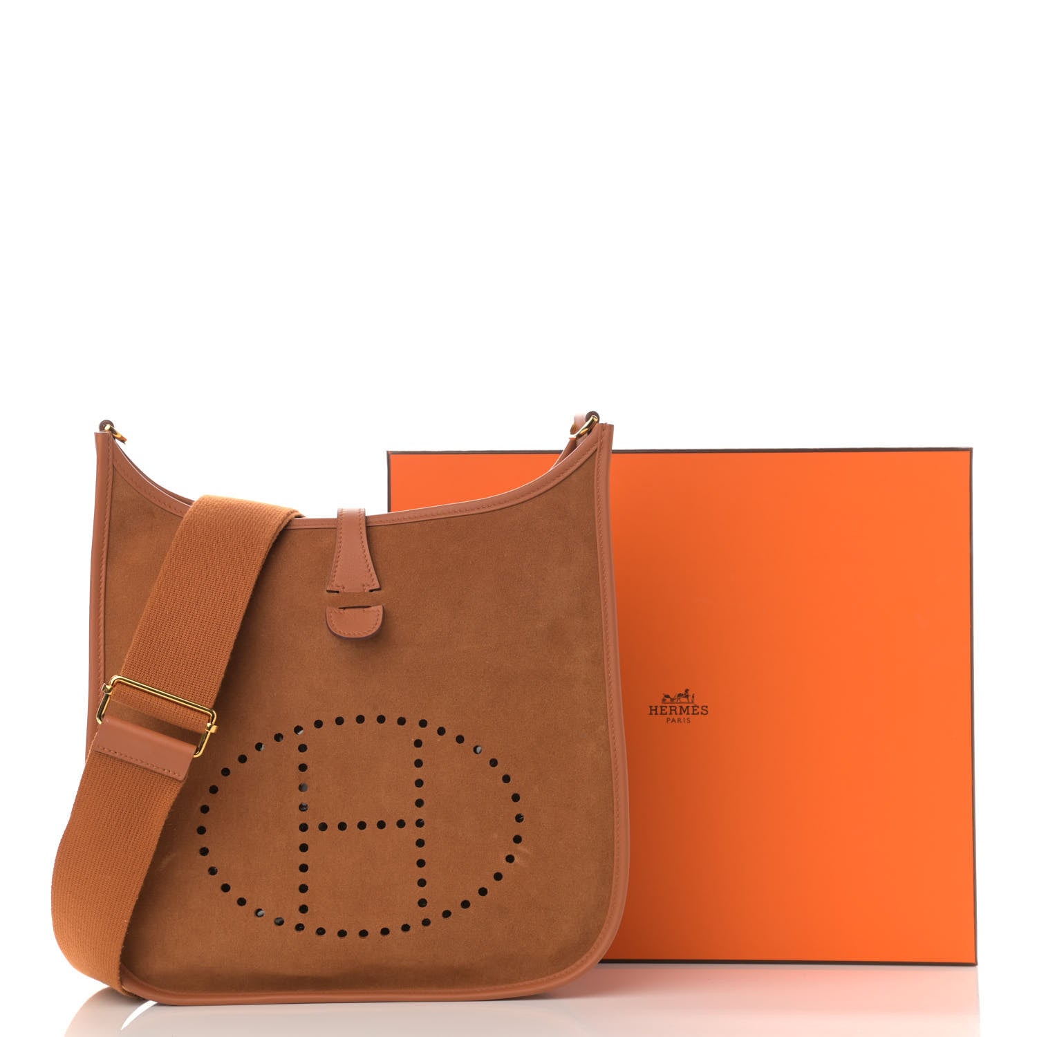 Hermes Grizzly Calfskin Swift Evelyne III PM Chamois Gold 14 of 14
