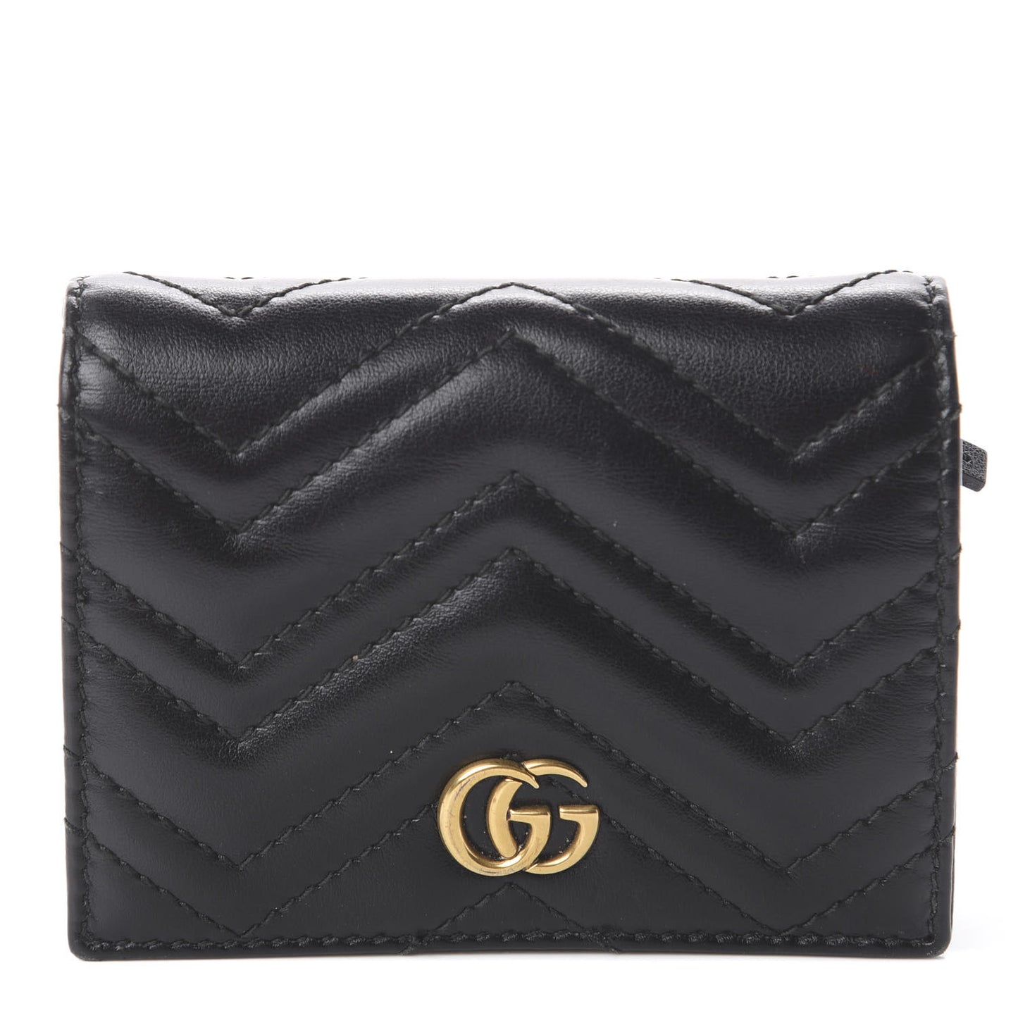 Calfskin Matelasse GG Marmont Card Case Wallet Black