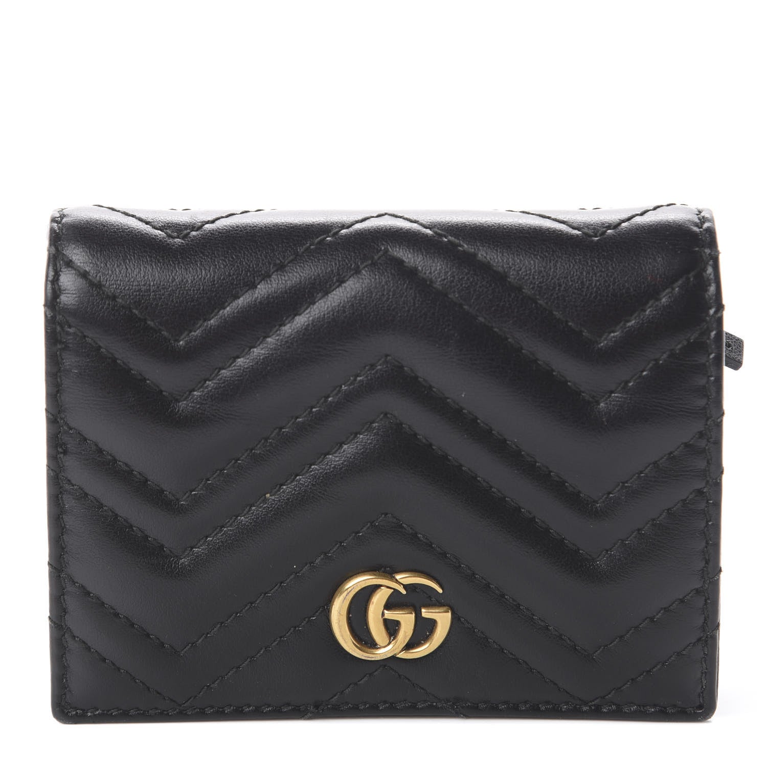 Gucci Calfskin Matelasse GG Marmont Card Case Wallet Black 1 of 5