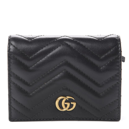 Gucci Calfskin Matelasse GG Marmont Card Case Wallet Black 1 of 5